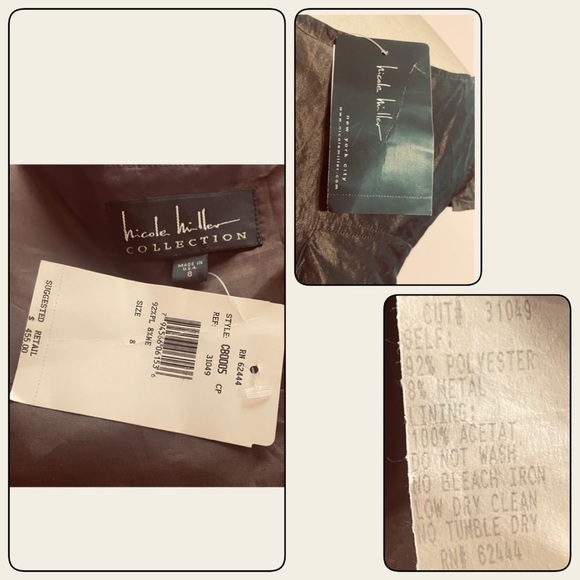 🌸🌼🌺NICOLE MILLER BROWN METALLIC DRESS…Sz 8…NWT - Picture 8 of 8